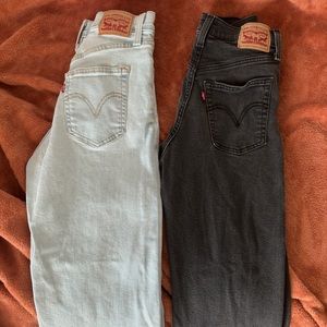 Levi’s ribcage straight ankle jeans size 28 (black & light wash)